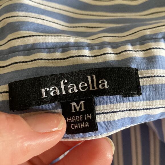 Rafaella Blue Striped Buttondown, Size M - Picture 7 of 9